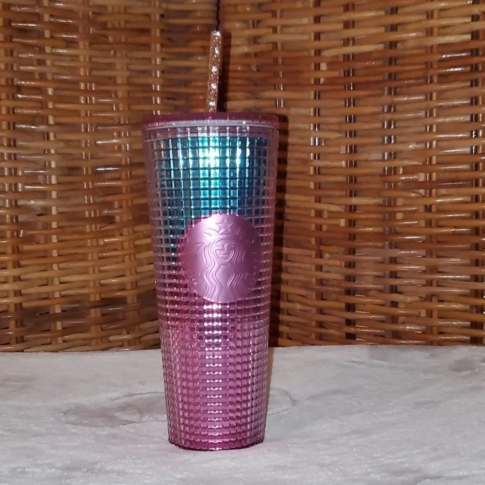 NWT Starbucks Summer 2021 Pink Teal Grid T…